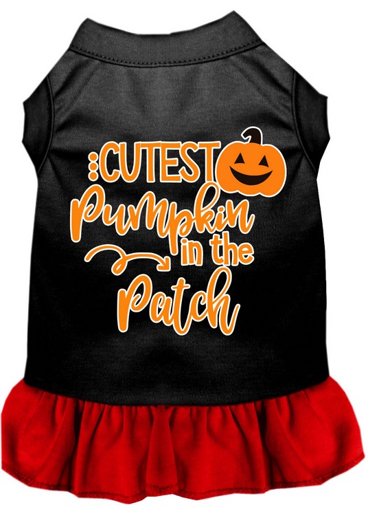 Cutest Pumpkin in the Patch Screen Print Dog Dress Black with Red XXXL